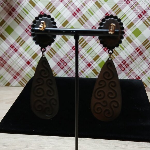 Long Teardrop Brass/Metal Two Tone Stud Earrings Vintage Costume Jewelry #96 - Picture 7 of 9